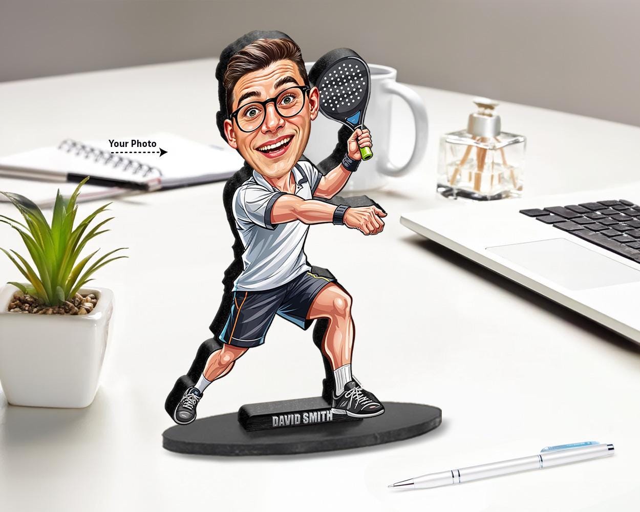 Personalized Paddle Player Gifts | Paddle Caricature Portrait From Your Photo | Funny Gift Sets with Your Photo & Name | PA0202