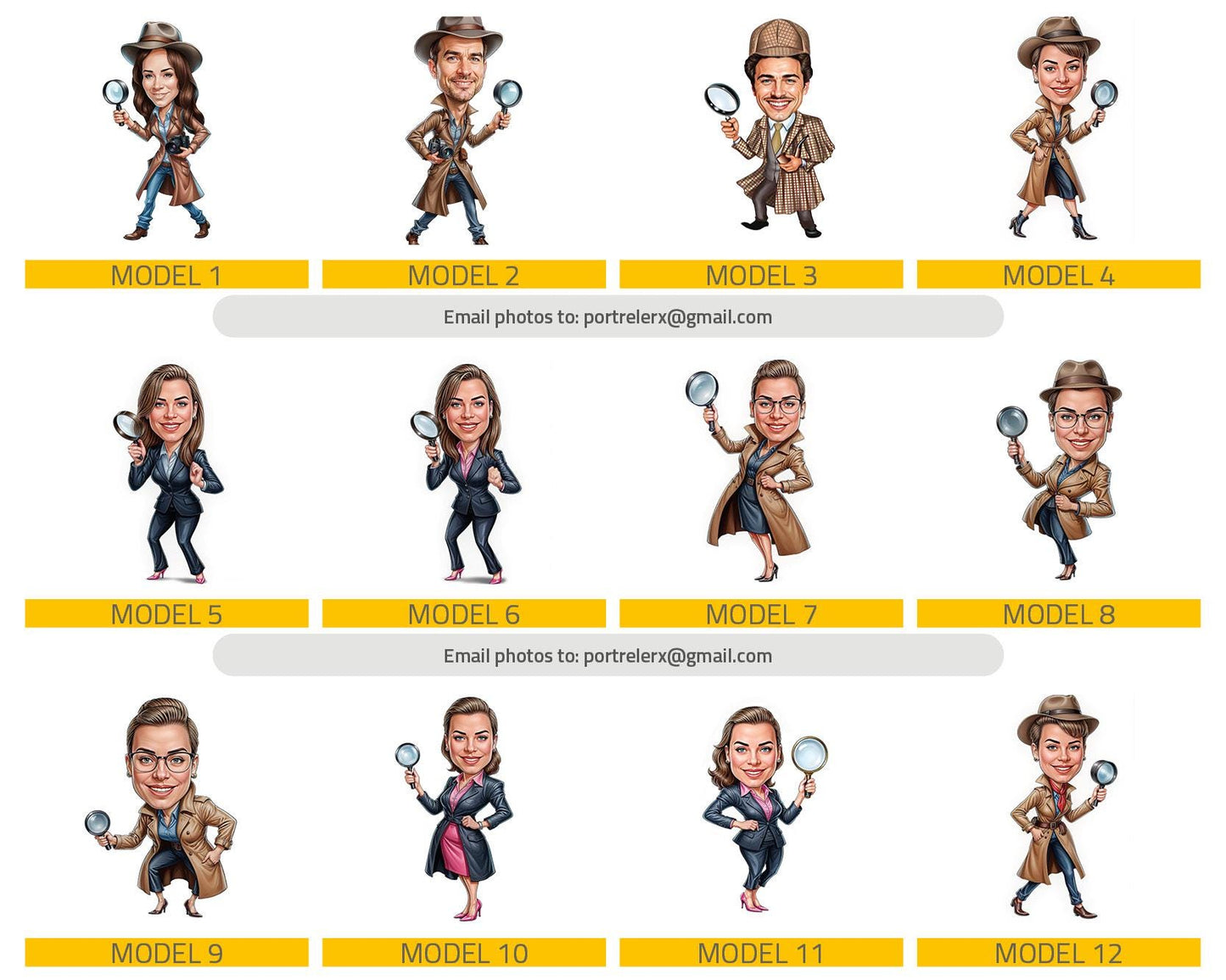 Detective Personalized Gift β Wooden Figurine, Custom Keychain, Car Mirror Charm, Funny Magnet for Him