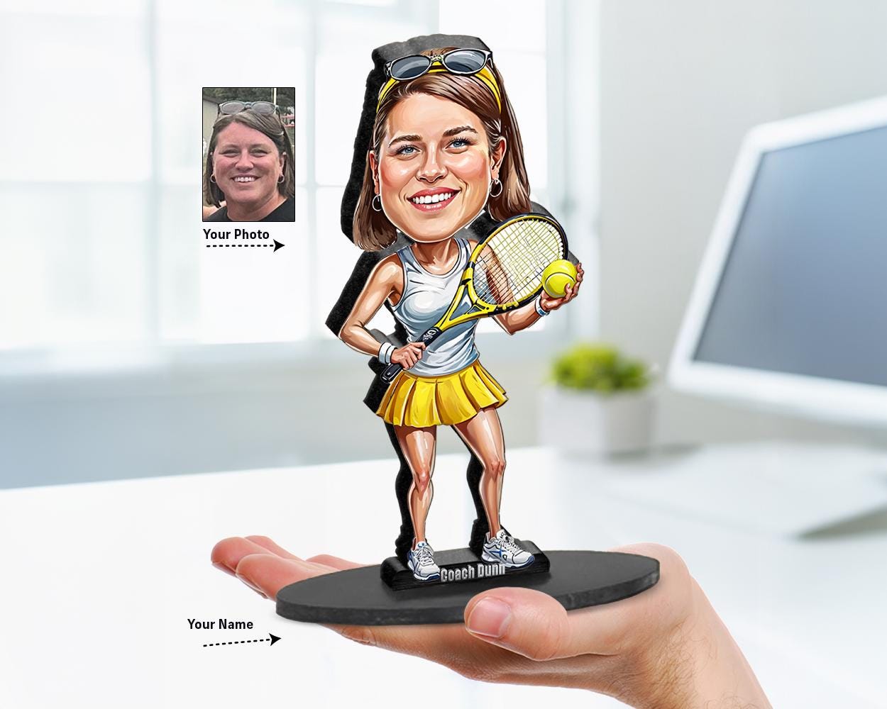 Personalized Tennis Player Gift β Custom Caricature Figurine from Your Photo