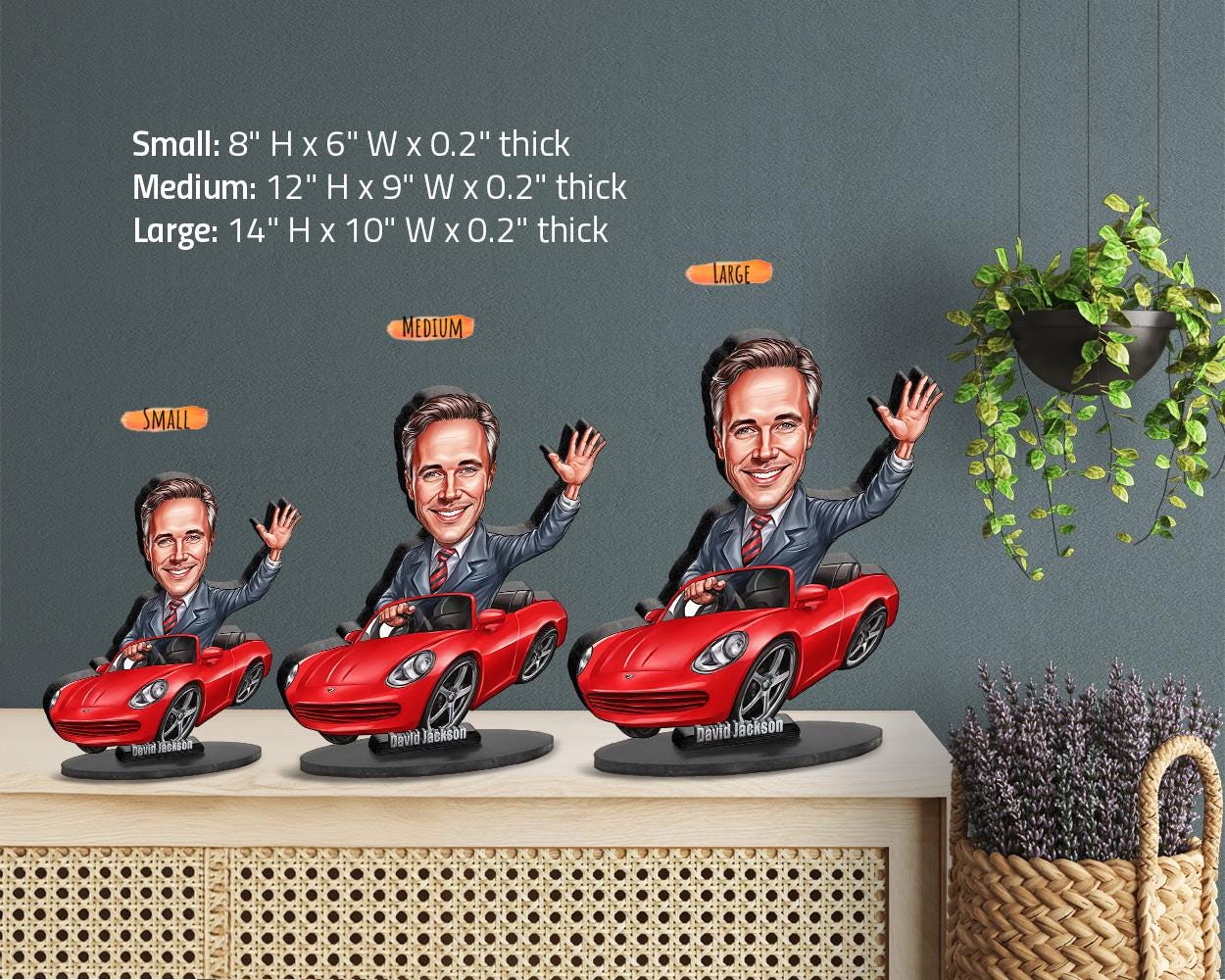 Personalized Car Dealer Gift, Wooden Figurine Trinket, Car Salesman Gift / Car Guy Gift Custom Car Charm Rear View Mirror