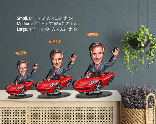 Personalized Car Dealer Gift, Wooden Figurine Trinket, Car Salesman Gift / Car Guy Gift Custom Car Charm Rear View Mirror