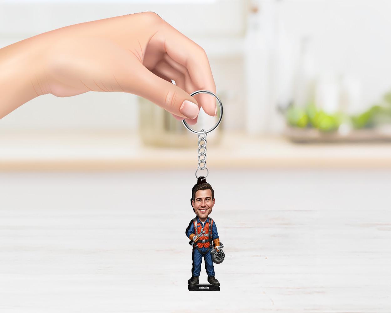 Personalized Aircraft Mechanic Gift β Custom Aviation Technician Figurine, Magnet, Keychain & Car Charm from Your Photo