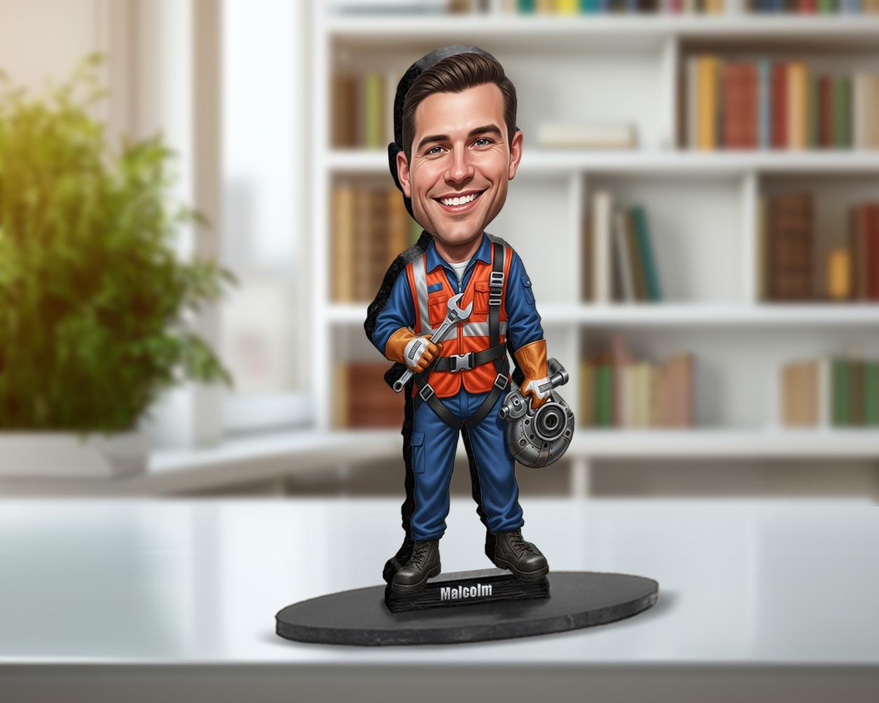 Personalized Aircraft Mechanic Gift β Custom Aviation Technician Figurine, Magnet, Keychain & Car Charm from Your Photo