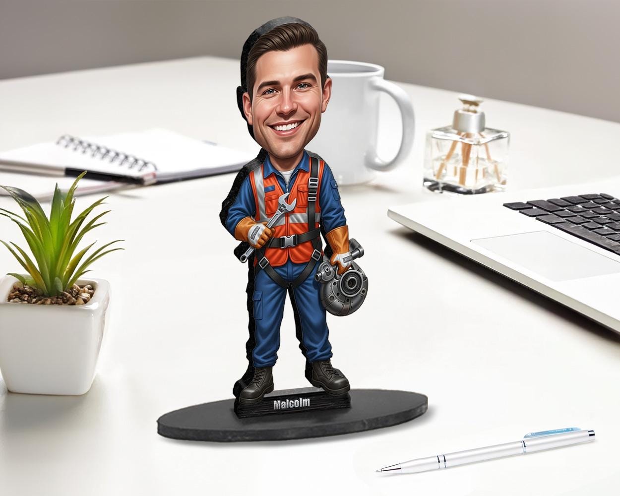 Personalized Aircraft Mechanic Gift β Custom Aviation Technician Figurine, Magnet, Keychain & Car Charm from Your Photo