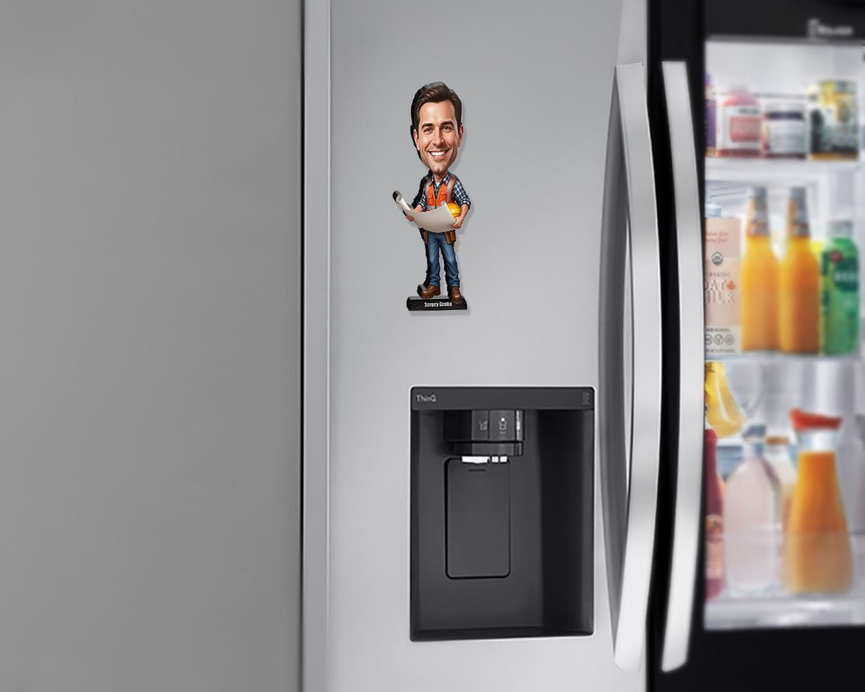 Personalized Construction Manager Gift β Custom Funny Figurine, Magnet, Keychain & Car Charm β Unique Caricature Portrait from Photo