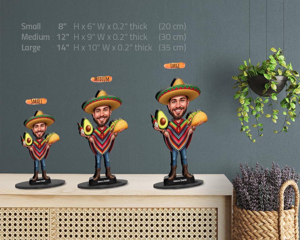 Personalized Taco Lover Gift for Men โ Custom Funny Figurine, Magnet, Keychain & Car Charm โ Unique Caricature Portrait from Your Photo