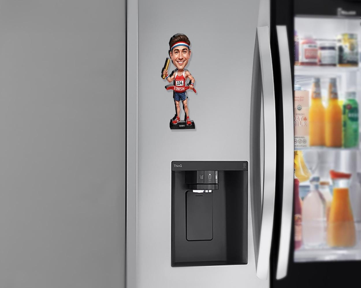 Custom Relay Runner Gift for Men β Personalized Funny Figurine or Magnet β Track Team Portrait from Your Photo