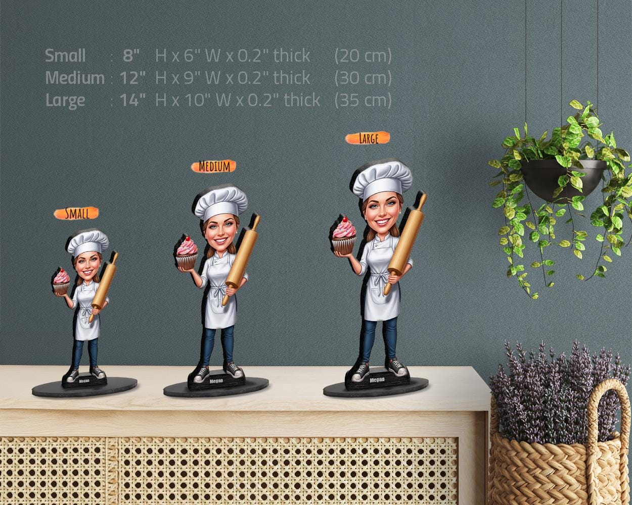 Personalized Baker Gift for Women β Custom Funny Figurine, Magnet, Keychain & Car Charm β Unique Caricature from Your Photo
