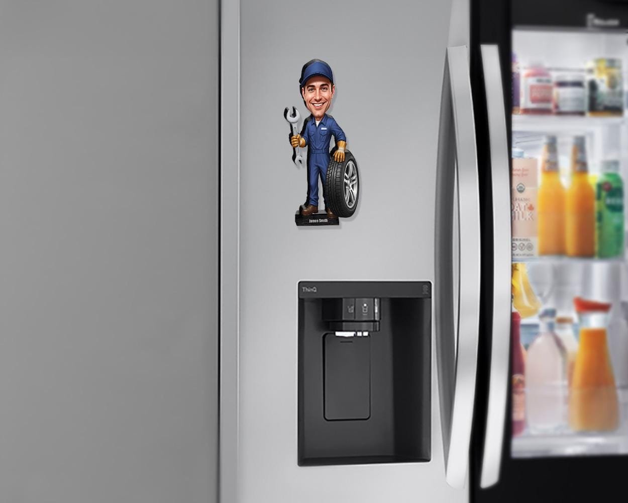 Custom Car Mechanic Gift for Men β Personalized Funny Figurine, Magnet, Keychain & Car Charm β Auto Repair Portrait from Your Photo