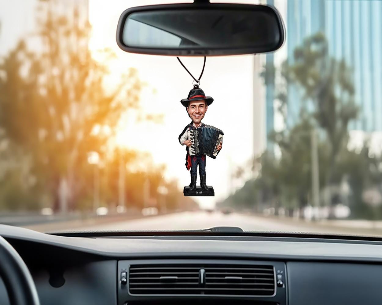 Custom Accordion Player Gift β Personalized Musician Caricature Figurine, Magnet, Keychain & Car Charm β Funny Folk Band Gift from Photo