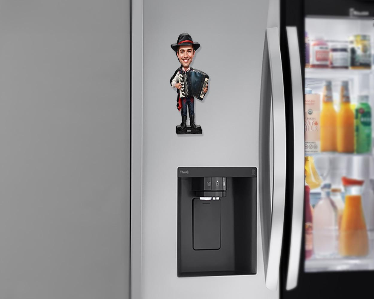 Custom Accordion Player Gift β Personalized Musician Caricature Figurine, Magnet, Keychain & Car Charm β Funny Folk Band Gift from Photo