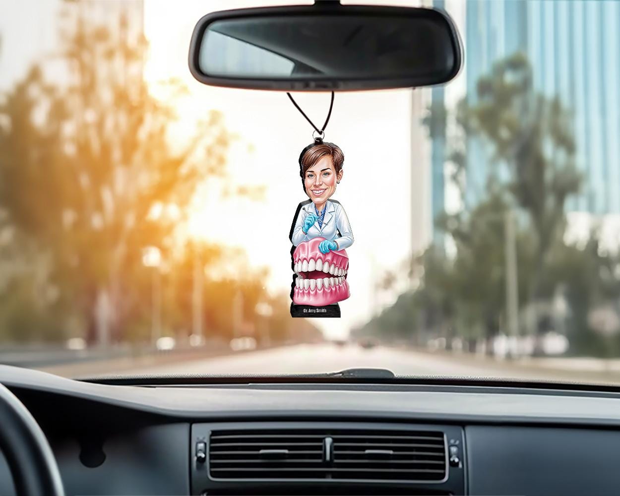 Orthodontist Graduation Gift | Custom Dentist Figurine with Dental Model | Personalized Caricature Figurine, Magnet, Keychain & Car Charm