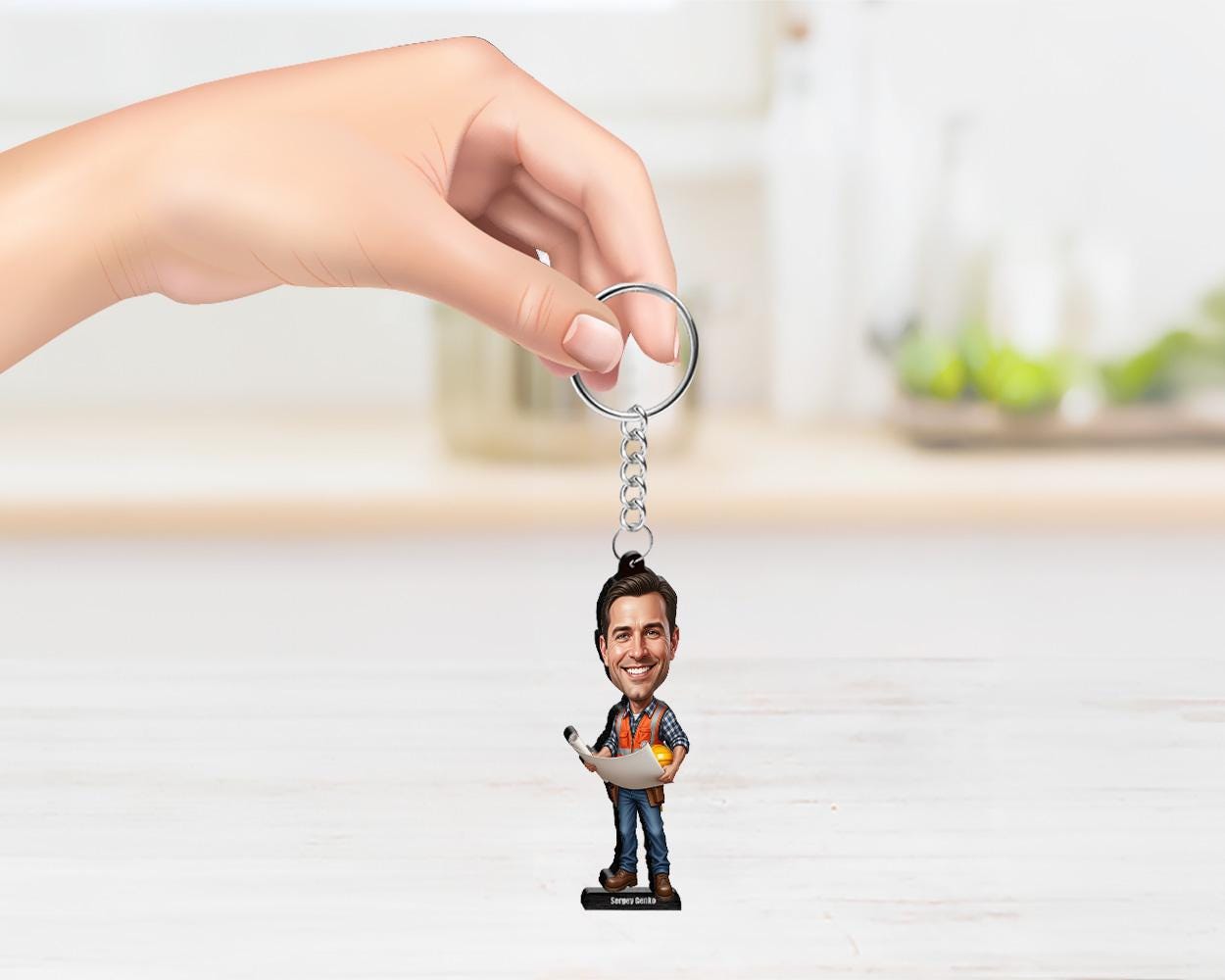 Personalized Construction Manager Gift β Custom Funny Figurine, Magnet, Keychain & Car Charm β Unique Caricature Portrait from Photo