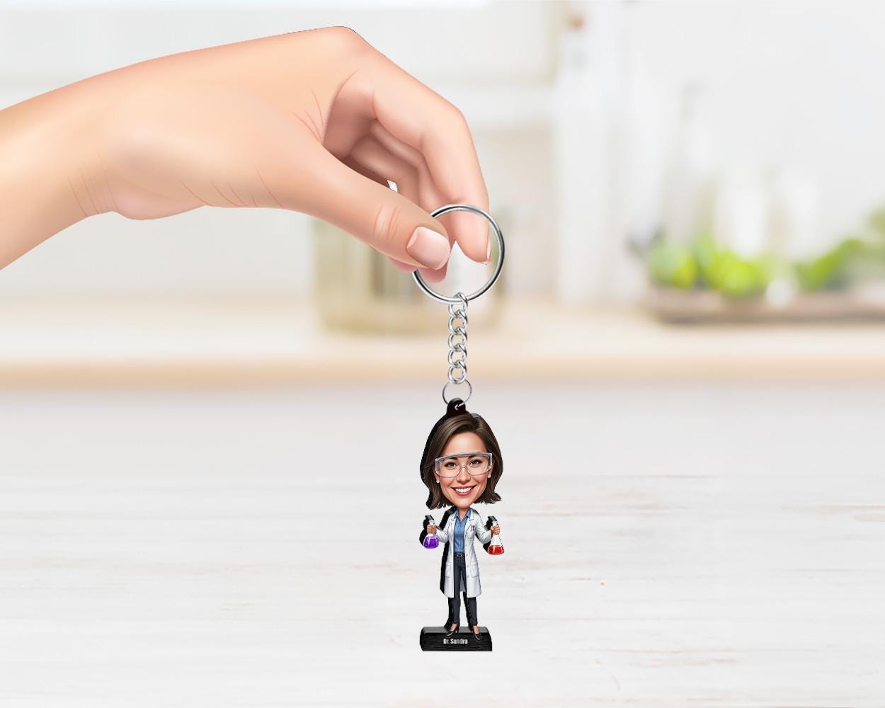 Custom Scientist Figurine | Personalized Chemist & Lab Researcher Graduation Gift from Your Photo | Figurine, Magnet, Keychain, Car Charm