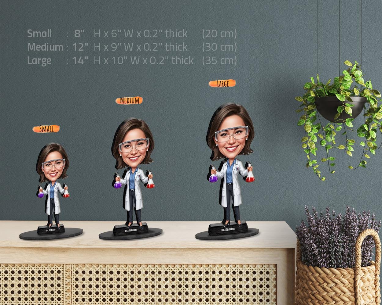 Custom Scientist Figurine | Personalized Chemist & Lab Researcher Graduation Gift from Your Photo | Figurine, Magnet, Keychain, Car Charm