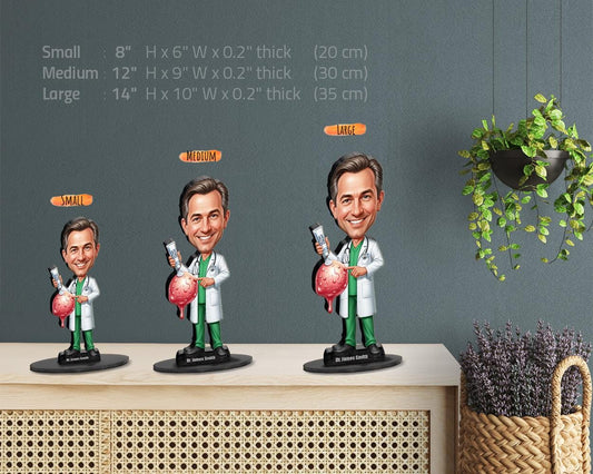 Custom Dermatologist Gift for Him | Male Skin Doctor Figurine with Name & Photo | Funny Caricature Magnet, Keychain | Car Charm Idea