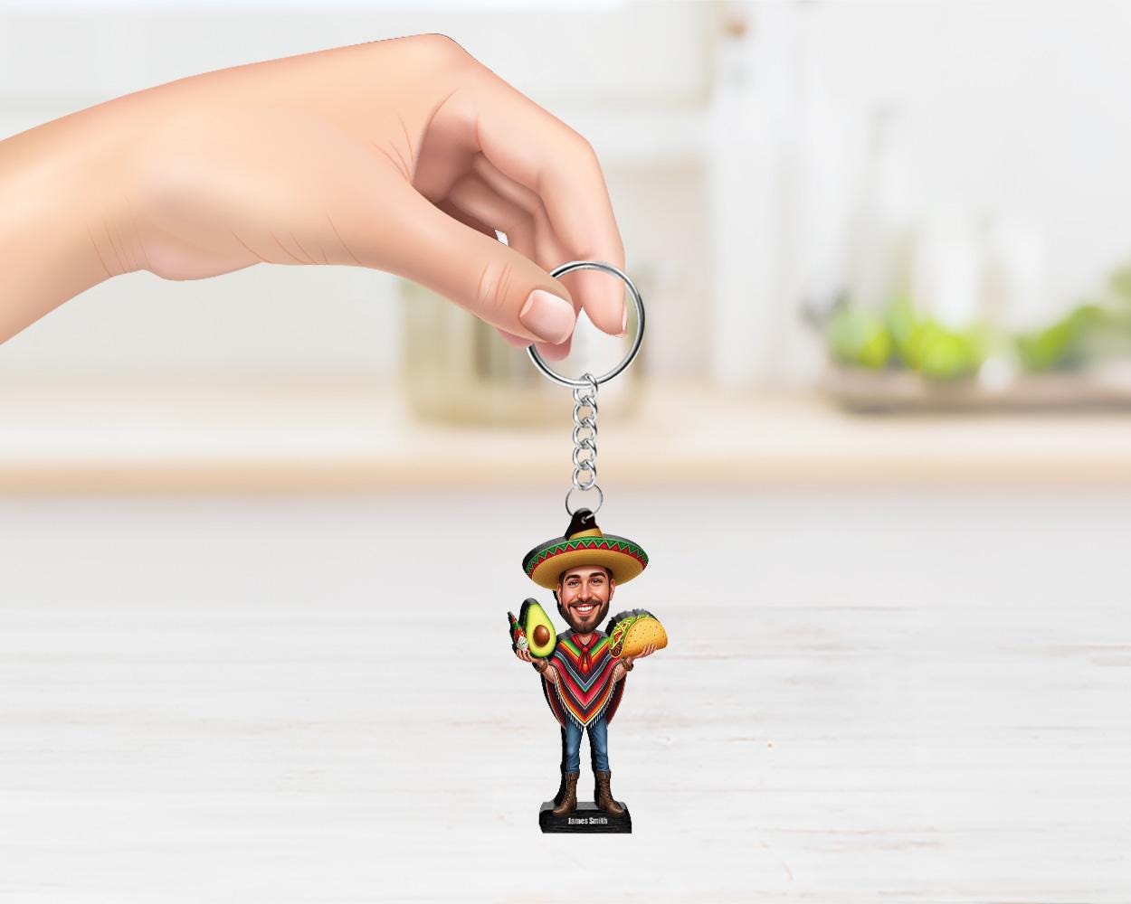 Personalized Taco Lover Gift for Men โ Custom Funny Figurine, Magnet, Keychain & Car Charm โ Unique Caricature Portrait from Your Photo