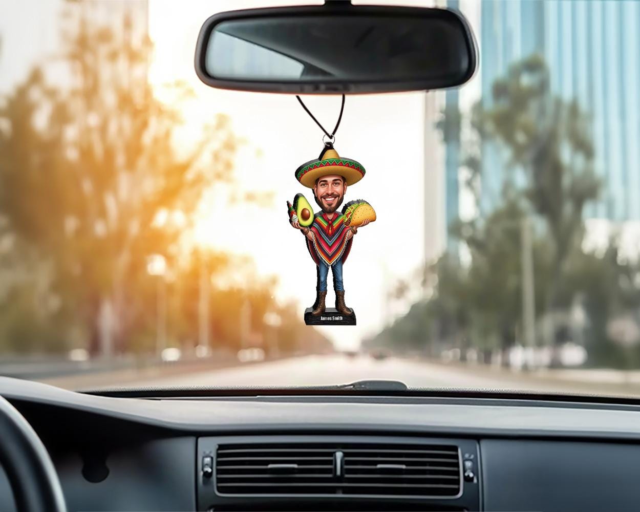 Personalized Taco Lover Gift for Men โ Custom Funny Figurine, Magnet, Keychain & Car Charm โ Unique Caricature Portrait from Your Photo