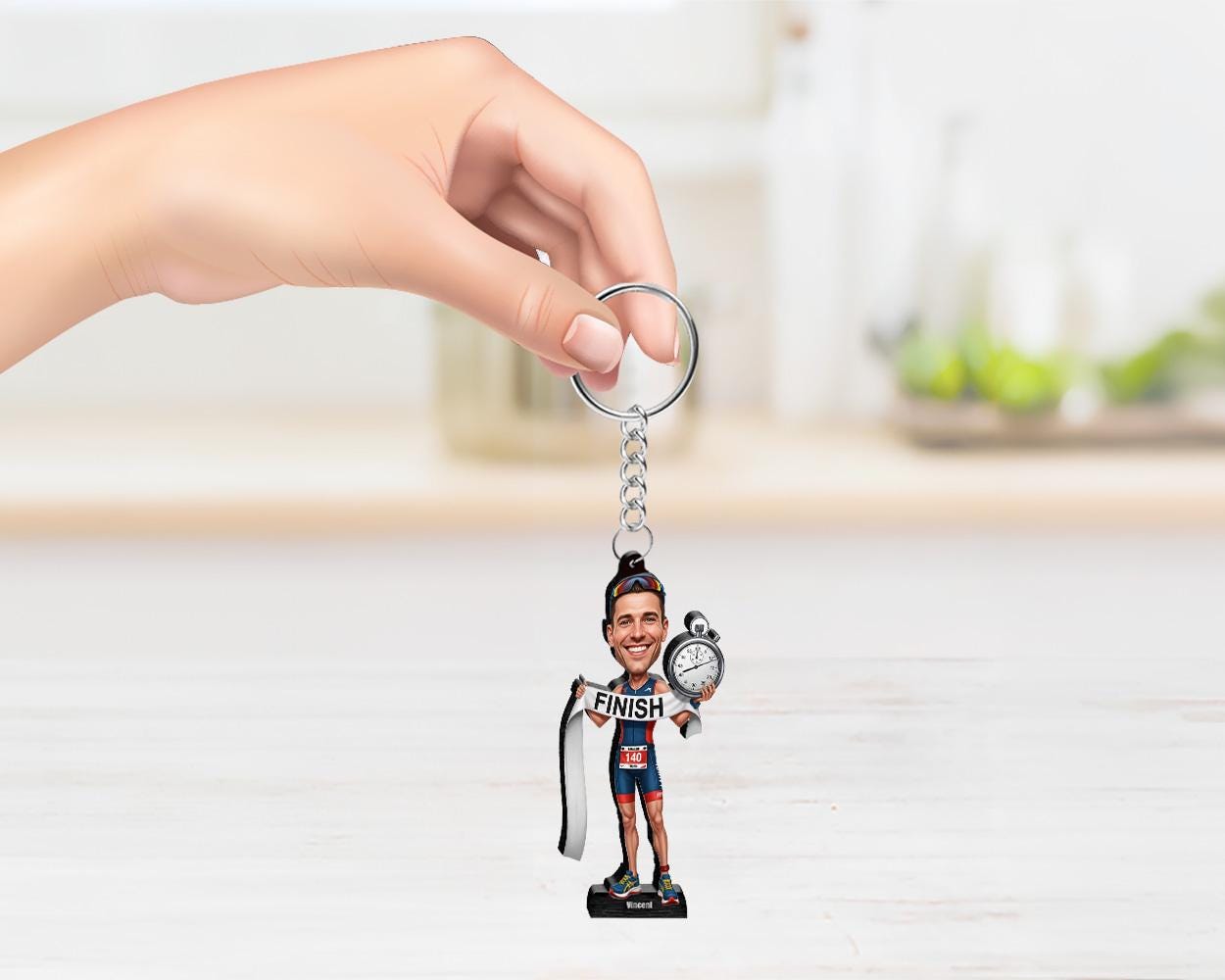 Custom Triathlete Gift for Men β Personalized Funny Figurine or Magnet β Swim Bike Run Caricature from Your Photo