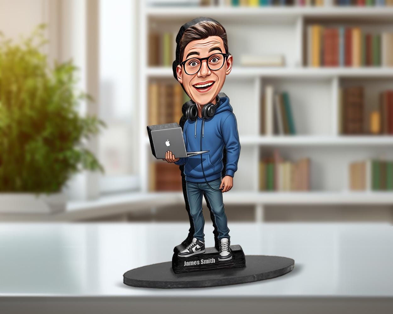 Personalized Music Producer Gift for Men | Custom Studio DJ Figurine with Headphones | Funny Keychain, Magnet or Car Charm from Photo