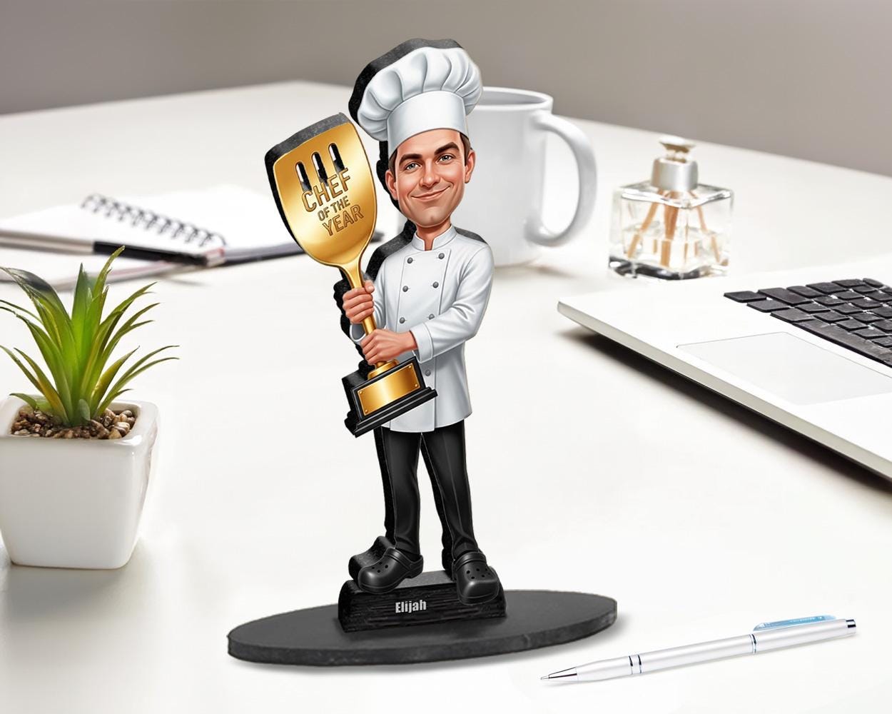 Culinary Trophy Figurine | Custom Chef Award Gift from Your Photo | Personalized Figurine, Magnet, Keychain & Car Charm