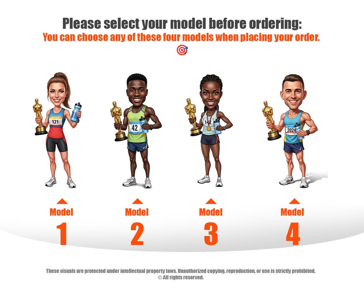 Custom Female Marathon Runner Figurine | Personalized Race Day Gift with Trophy | Unique Magnet, Keychain, Car Charm