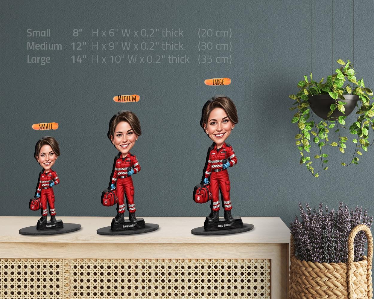 Custom Paramedic Gift for Men & Women | Funny EMT Figurine with Name, Photo | Personalized Magnet, Keychain or Car Charm Keepsake