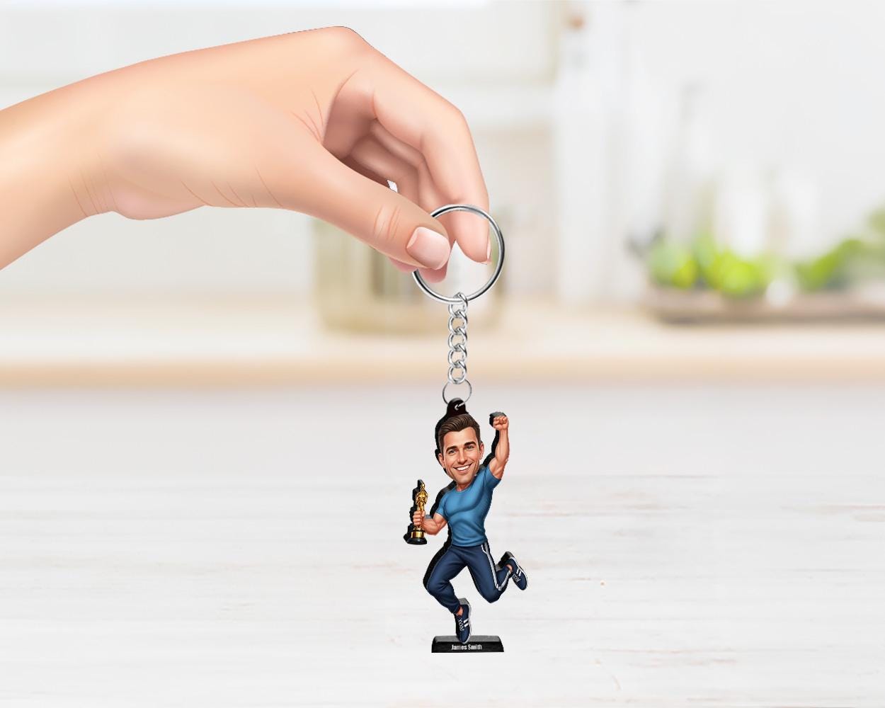 Custom Fitness Coach Award Figurine | Personalized Trainer Gift with Trophy | Magnet, Keychain, Car Charm from Photo