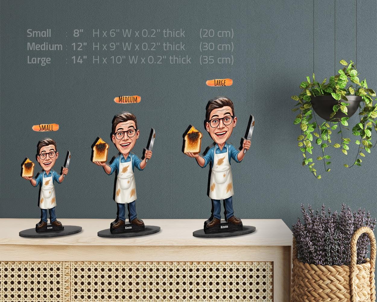 Funny Cooking Fail Figurine for Men | Burnt Toast Chef Caricature Gift | Custom Kitchen Magnet, Keychain & Car Charm