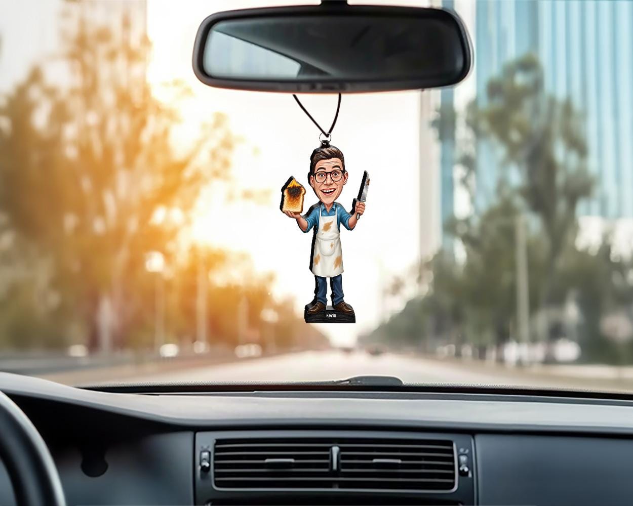 Funny Cooking Fail Figurine for Men | Burnt Toast Chef Caricature Gift | Custom Kitchen Magnet, Keychain & Car Charm