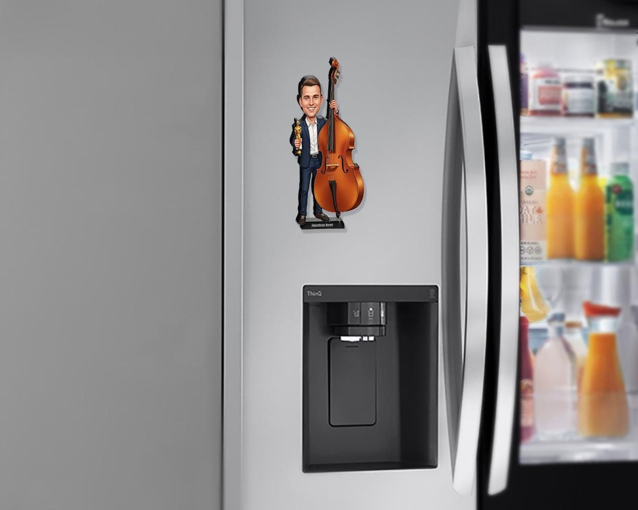 Personalized Male Double Bassist Figurine | Music Award Caricature Portrait from Your Photo | Custom Figurine, Magnet, Keychain & Car Charm