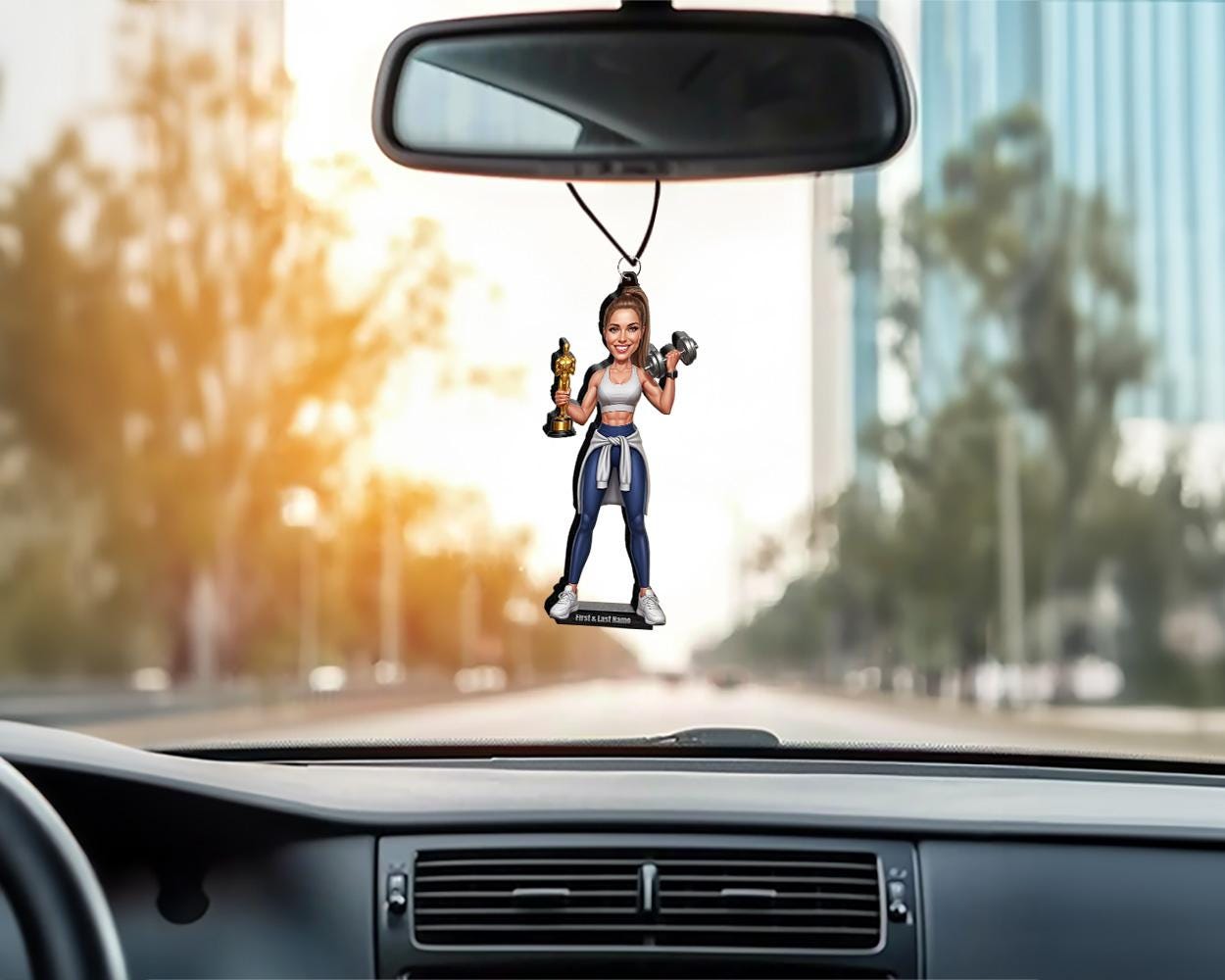 Female Fitness Coach Award Gift | Personal Trainer Caricature Trophy Keepsake | Custom Figurine, Magnet, Keychain & Car Charm