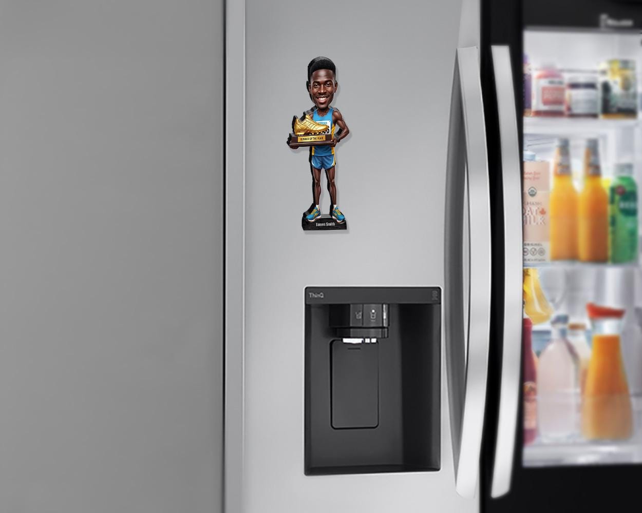 Runner of the Year Gift | Custom Black Male Athlete Figurine with Golden Shoe | Personalized Track Star Caricature from Photo