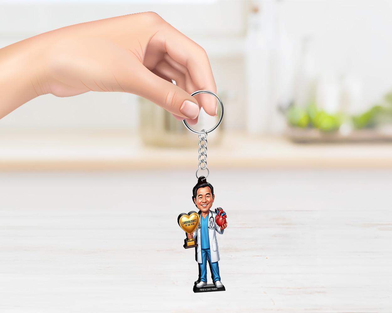 Personalized Male Cardiologist Figurine | Heart Specialist Award Caricature Gift | Custom Figurine, Magnet, Keychain & Car Charm