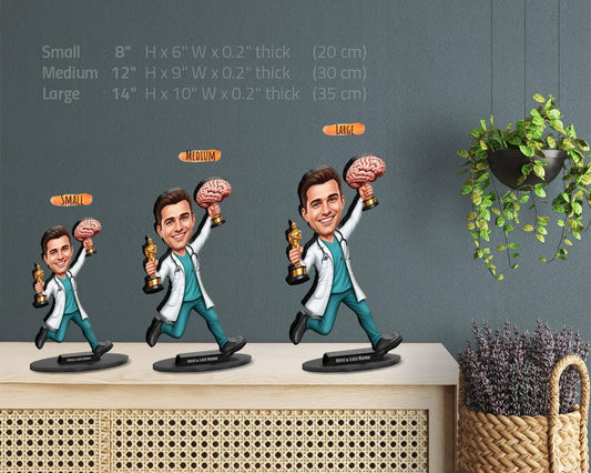 Personalized Male Neurosurgeon Figurine | Brain Surgery Award Caricature Gift | Custom Figurine, Magnet, Keychain & Car Charm