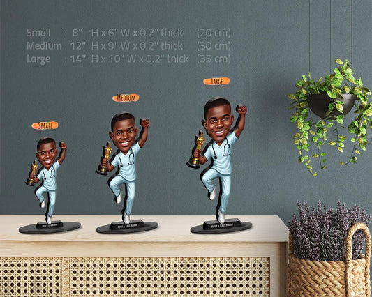 African American Male Doctor Figurine | Custom Medical Award Caricature | Personalized Figurine, Magnet, Keychain & Car Charm