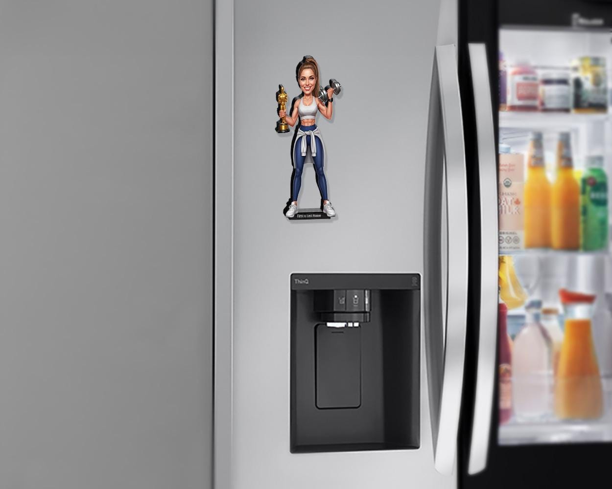 Female Fitness Coach Award Gift | Personal Trainer Caricature Trophy Keepsake | Custom Figurine, Magnet, Keychain & Car Charm