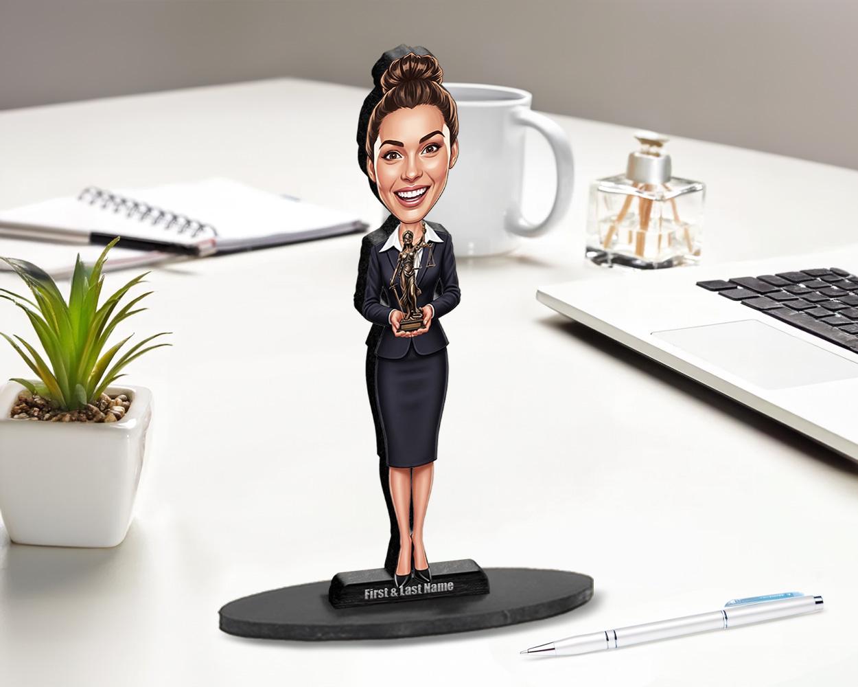 Custom Female Lawyer Figurine | Personalized Law Student Graduation Gift from Photo | Attorney Statue, Magnet, Keychain & Car Charm
