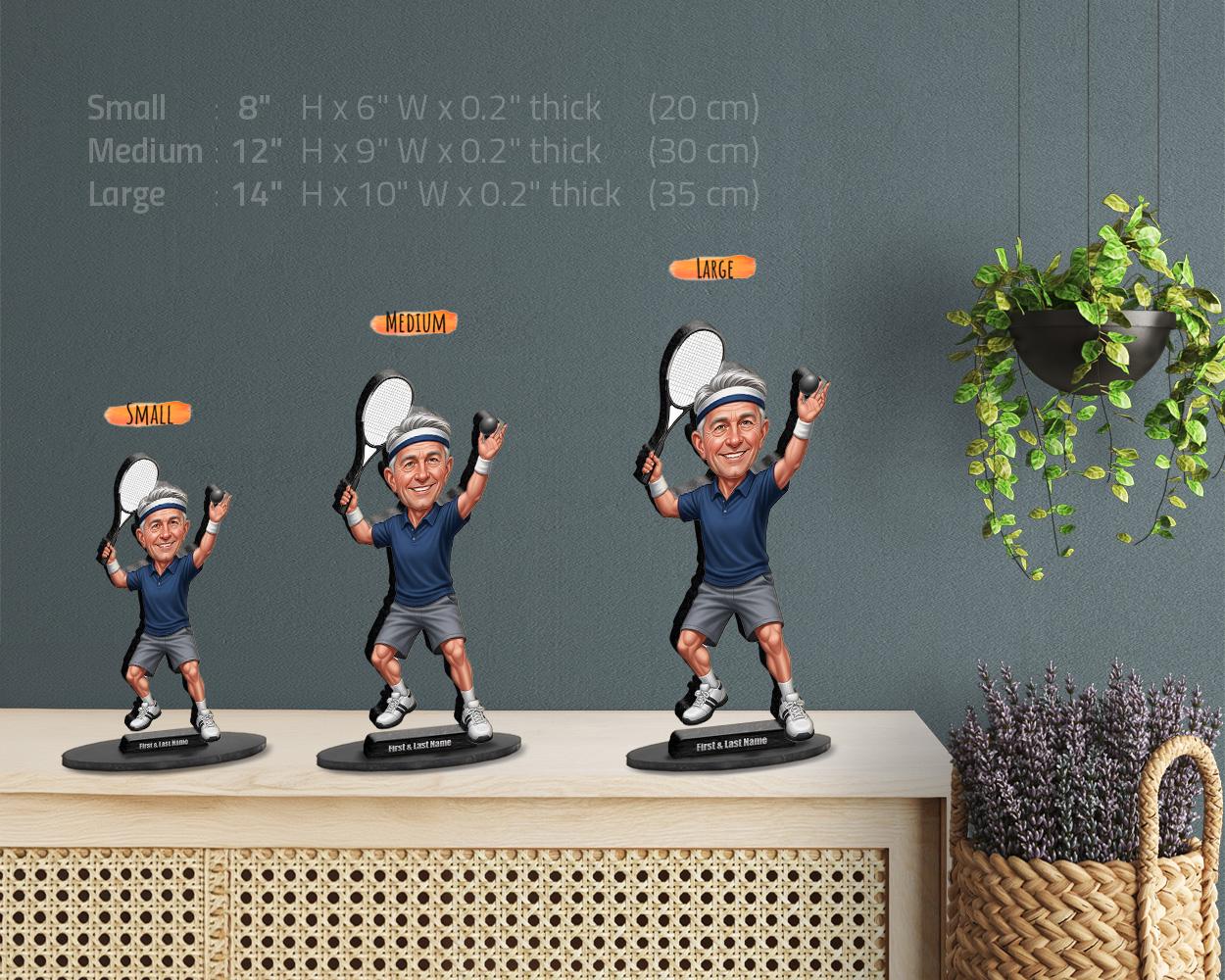 Custom Squash Player Figurine | Personalized Male & Female Racket Sports Gift from Photo | Squash Caricature, Magnet, Keychain, Car Charm