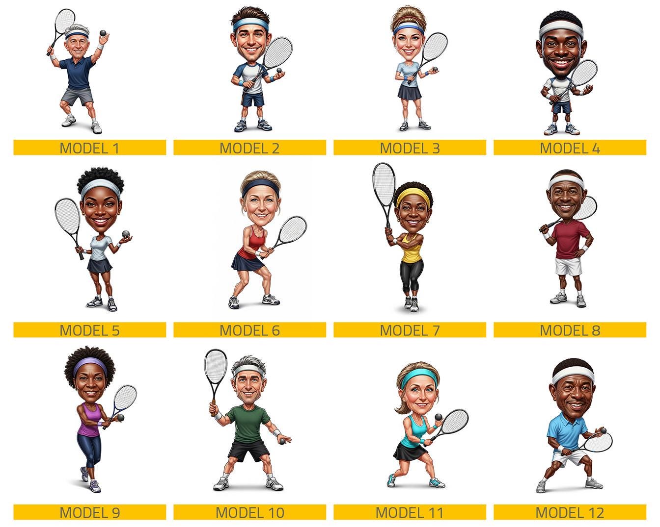 Custom Squash Player Figurine | Personalized Male & Female Racket Sports Gift from Photo | Squash Caricature, Magnet, Keychain, Car Charm