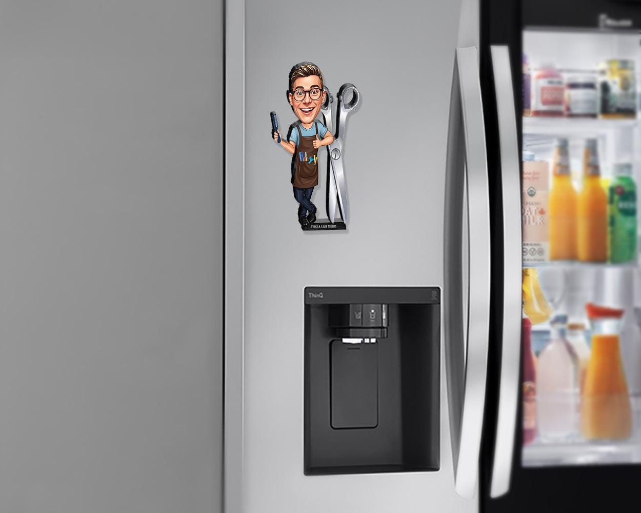 Hair Stylist Gift | Custom Barber | Hairdresser Figurine from Photo | Personalized Caricature Statue, Magnet, Keychain & Car Charm