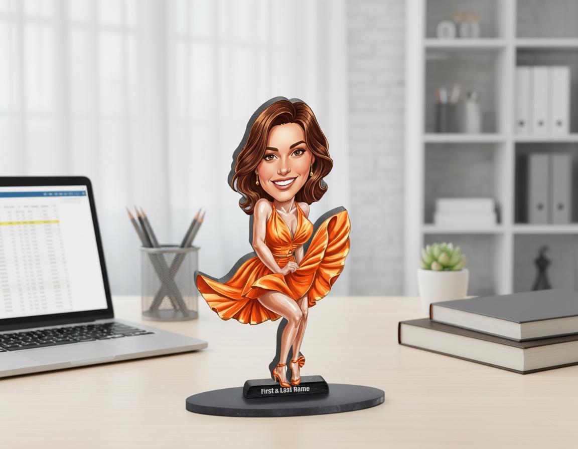 Funny Vintage Diva Figurine | Custom Pin-Up Style Caricature from Your Photo | Personalized Figurine, Magnet, Keychain & Car Charm