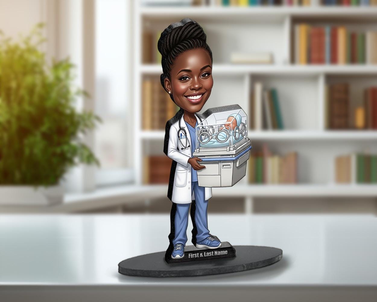 Neonatologist Doctor Gift | Custom Pediatrician & NICU Nurse Figurine from Your Photo | Personalized Figurine, Magnet, Keychain, Car Charm