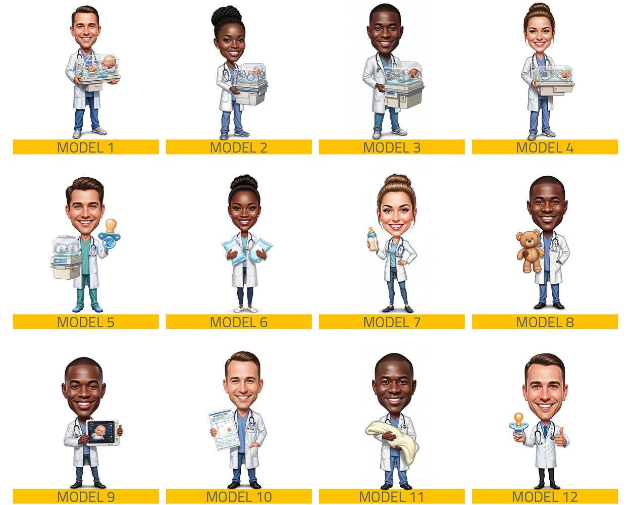 Neonatologist Doctor Gift | Custom Pediatrician & NICU Nurse Figurine from Your Photo | Personalized Figurine, Magnet, Keychain, Car Charm