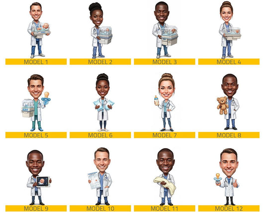 Neonatologist Doctor Gift | Custom Pediatrician & NICU Nurse Figurine from Your Photo | Personalized Figurine, Magnet, Keychain, Car Charm