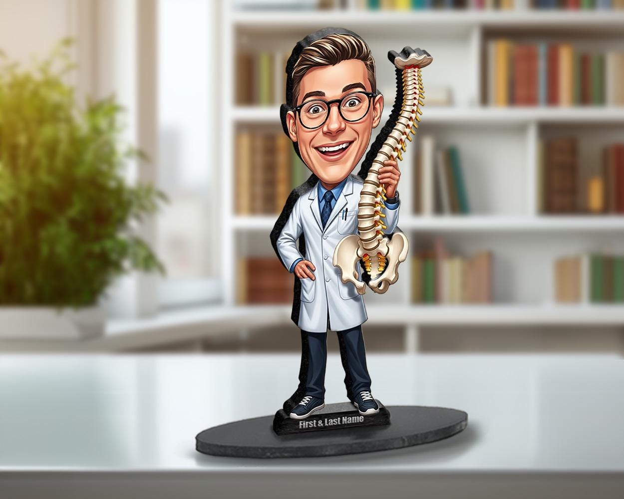 Chiropractor Gift | Custom Orthopedic Spine Doctor Figurine from Your Photo | Personalized Figurine, Magnet, Keychain & Car Charm