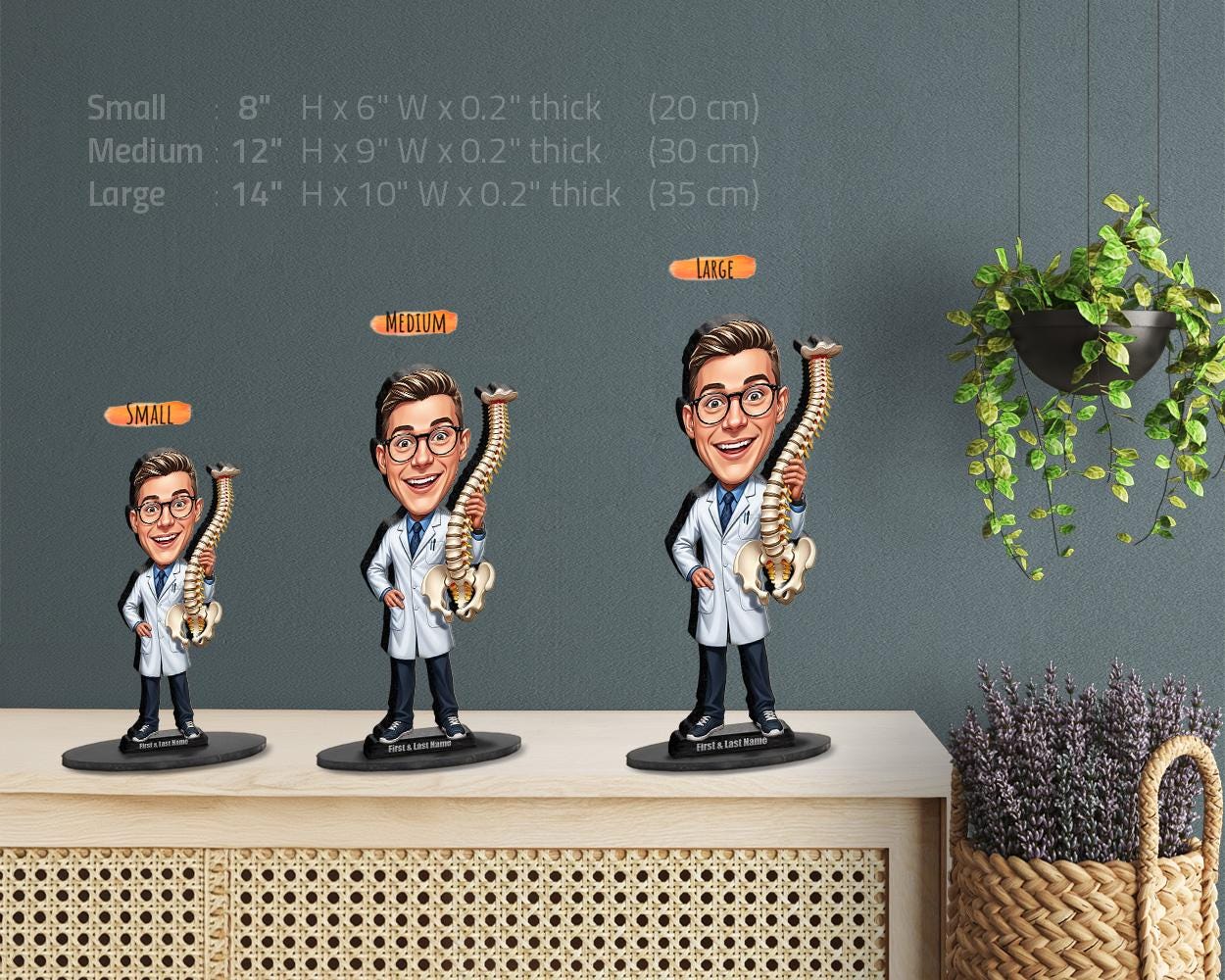Chiropractor Gift | Custom Orthopedic Spine Doctor Figurine from Your Photo | Personalized Figurine, Magnet, Keychain & Car Charm