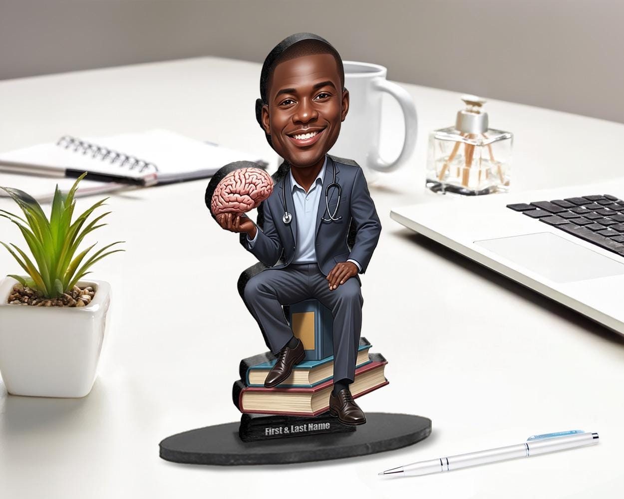 Neurologist Gift | Custom Brain Doctor & Neuroscience Graduation Figurine from Your Photo | Personalized Figurine, Magnet, Keychain