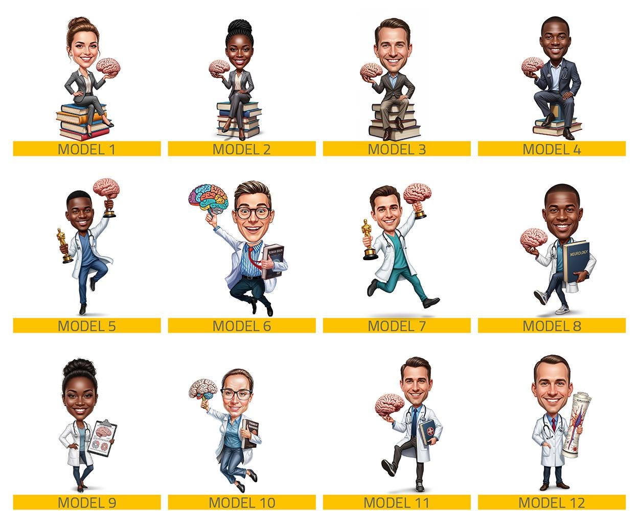 Neurologist Gift | Custom Brain Doctor & Neuroscience Graduation Figurine from Your Photo | Personalized Figurine, Magnet, Keychain