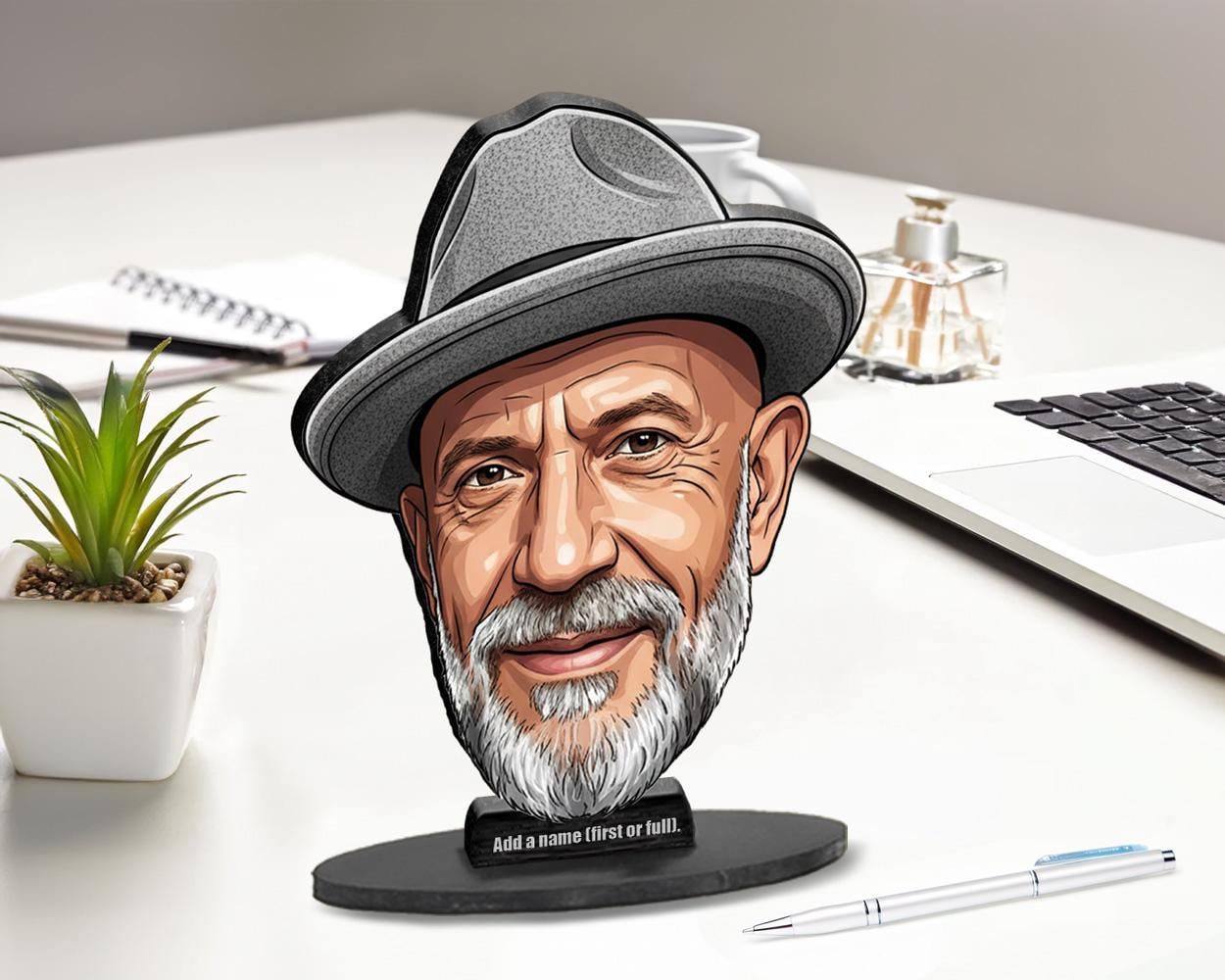 Custom Grandpa Figurine from Photo | Personalized Gift for Dad or Grandfather | Fatherās Day Caricature, Magnet, Keychain & Car Charm